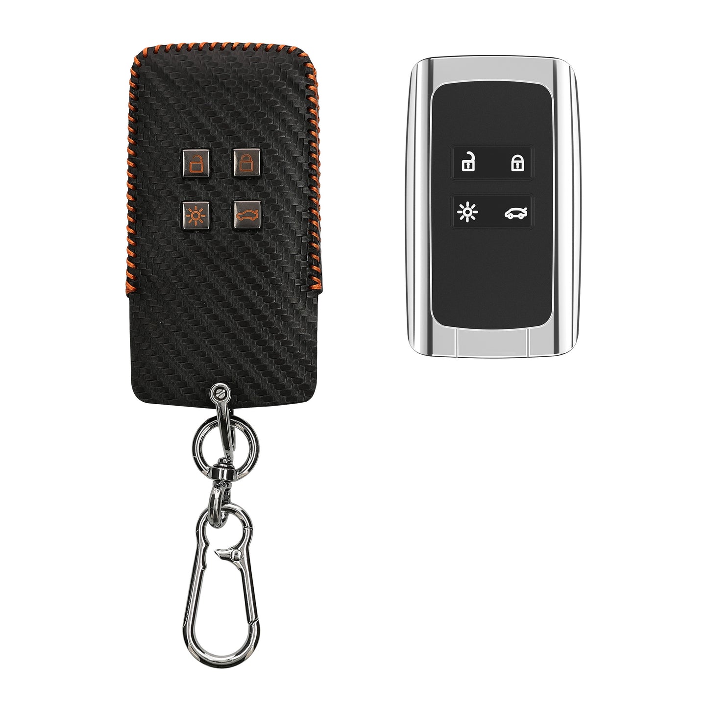 kwmobile Autoschlüssel Kunstleder Hülle kompatibel mit Renault 4-Tasten Smartkey Autoschlüssel (nur Keyless Go) Cover - Schlüsselhülle mit Schlüsselring - Schwarz  [dsg02]