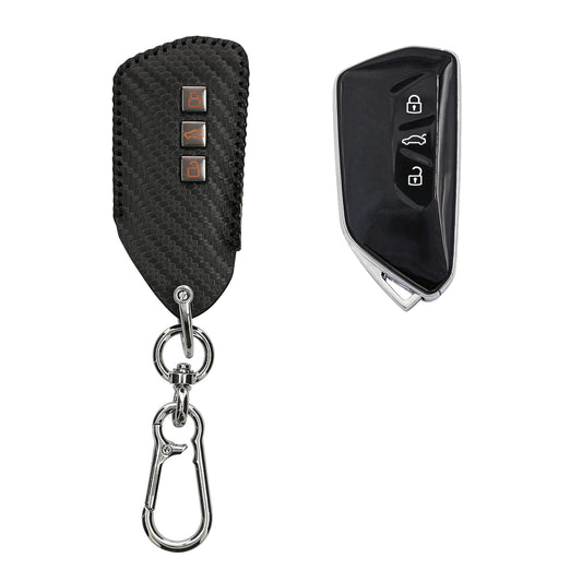 kwmobile Autoschlüssel Kunstleder Hülle kompatibel mit VW Golf 8 3-Tasten Autoschlüssel Cover - Schlüsselhülle mit Schlüsselring - Schwarz  [dsg01]