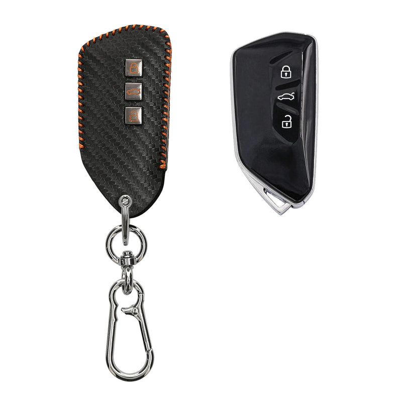kwmobile Autoschlüssel Kunstleder Hülle kompatibel mit VW Golf 8 3-Tasten Autoschlüssel Cover - Schlüsselhülle mit Schlüsselring - Schwarz  [dsg02]