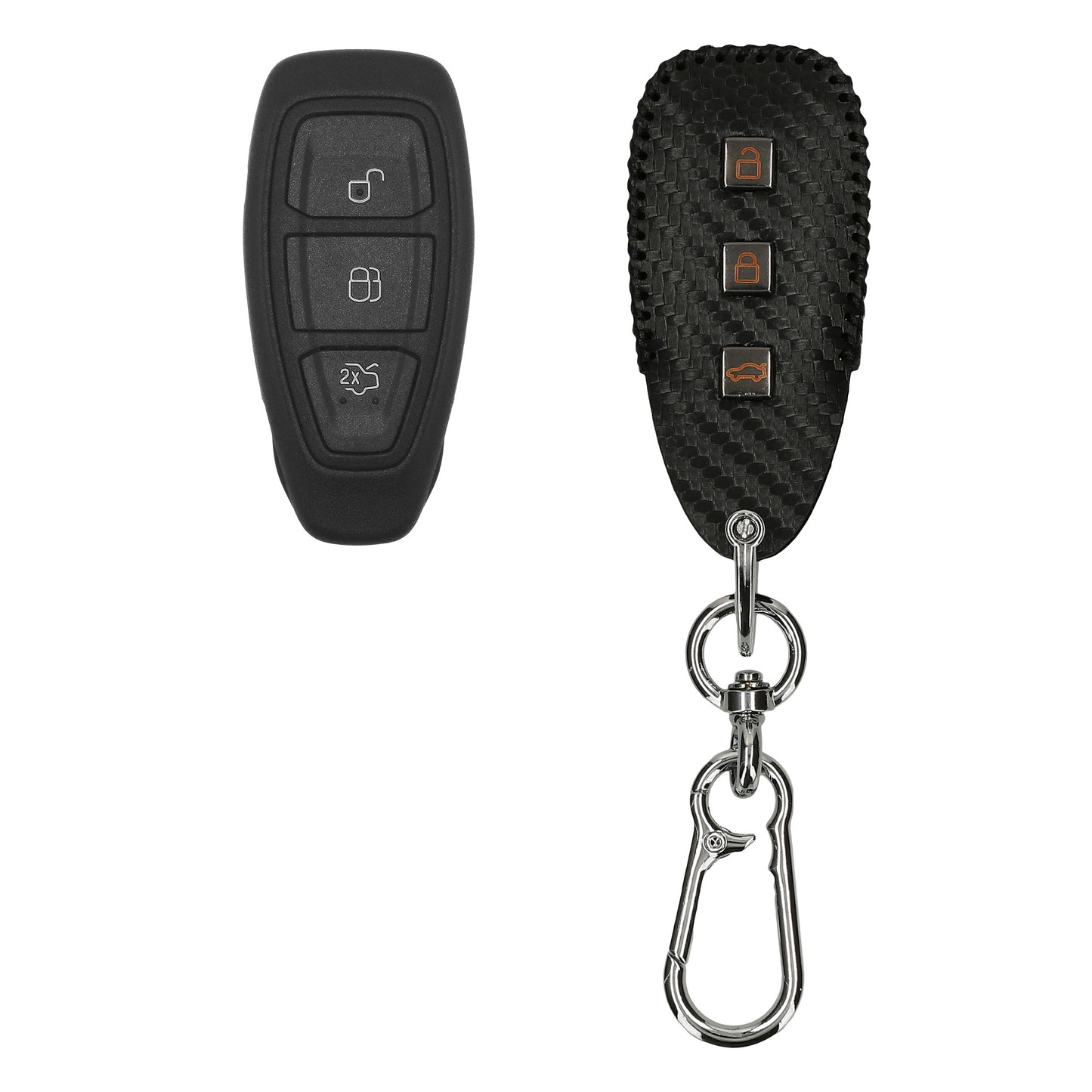 kwmobile Autoschlüssel Hülle kompatibel mit Ford 3-Tasten Autoschlüssel Keyless Go Cover - Schlüsselhülle mit Schlüsselring