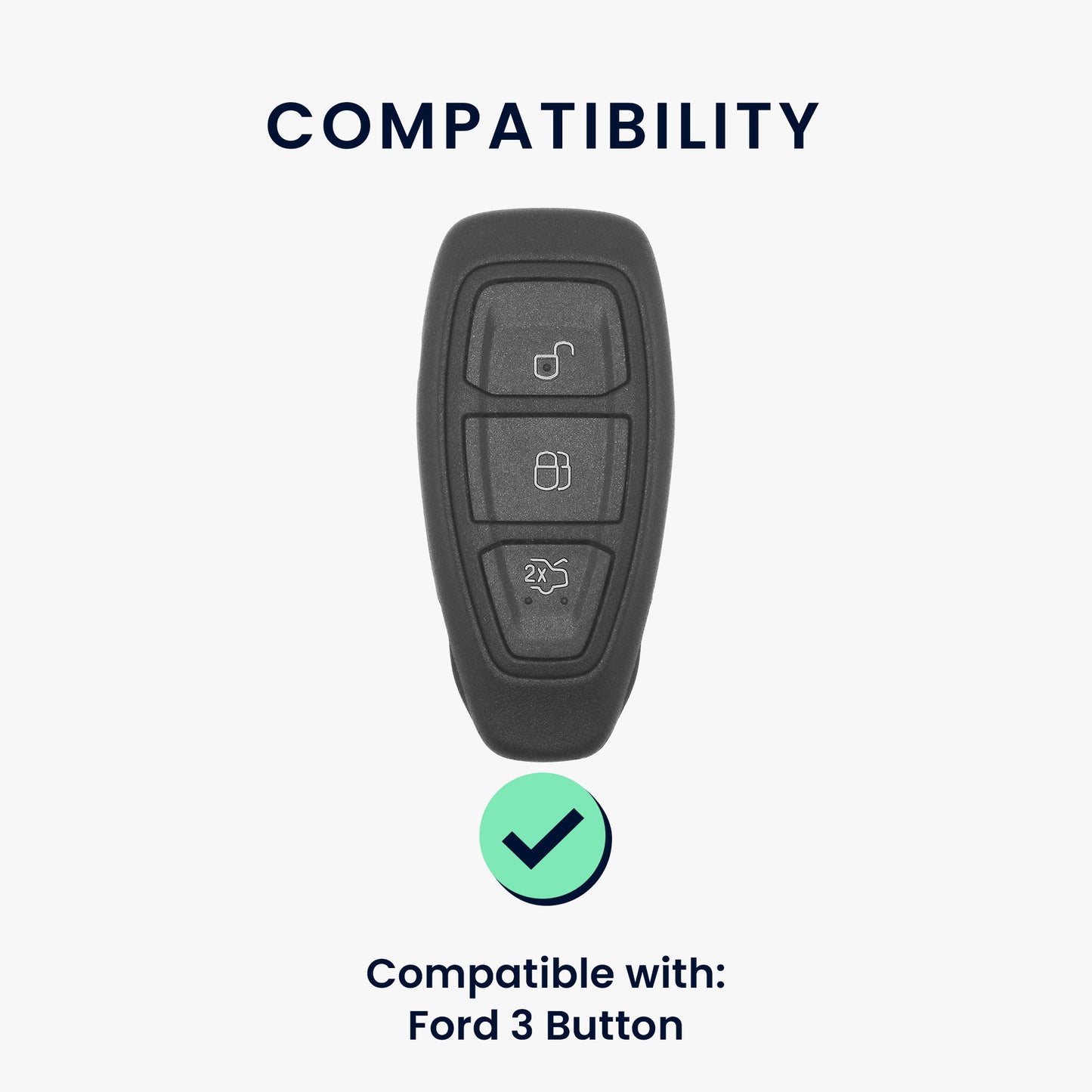 kwmobile Autoschlüssel Hülle kompatibel mit Ford 3-Tasten Autoschlüssel Keyless Go Cover - Schlüsselhülle mit Schlüsselring