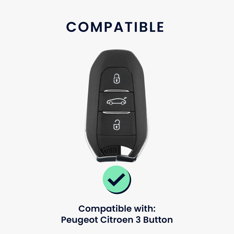 kwmobile Autoschlüssel Hülle kompatibel mit Peugeot Citroen 3-Tasten Smartkey Autoschlüssel Cover Schlüsselhülle mit Schlüsselring