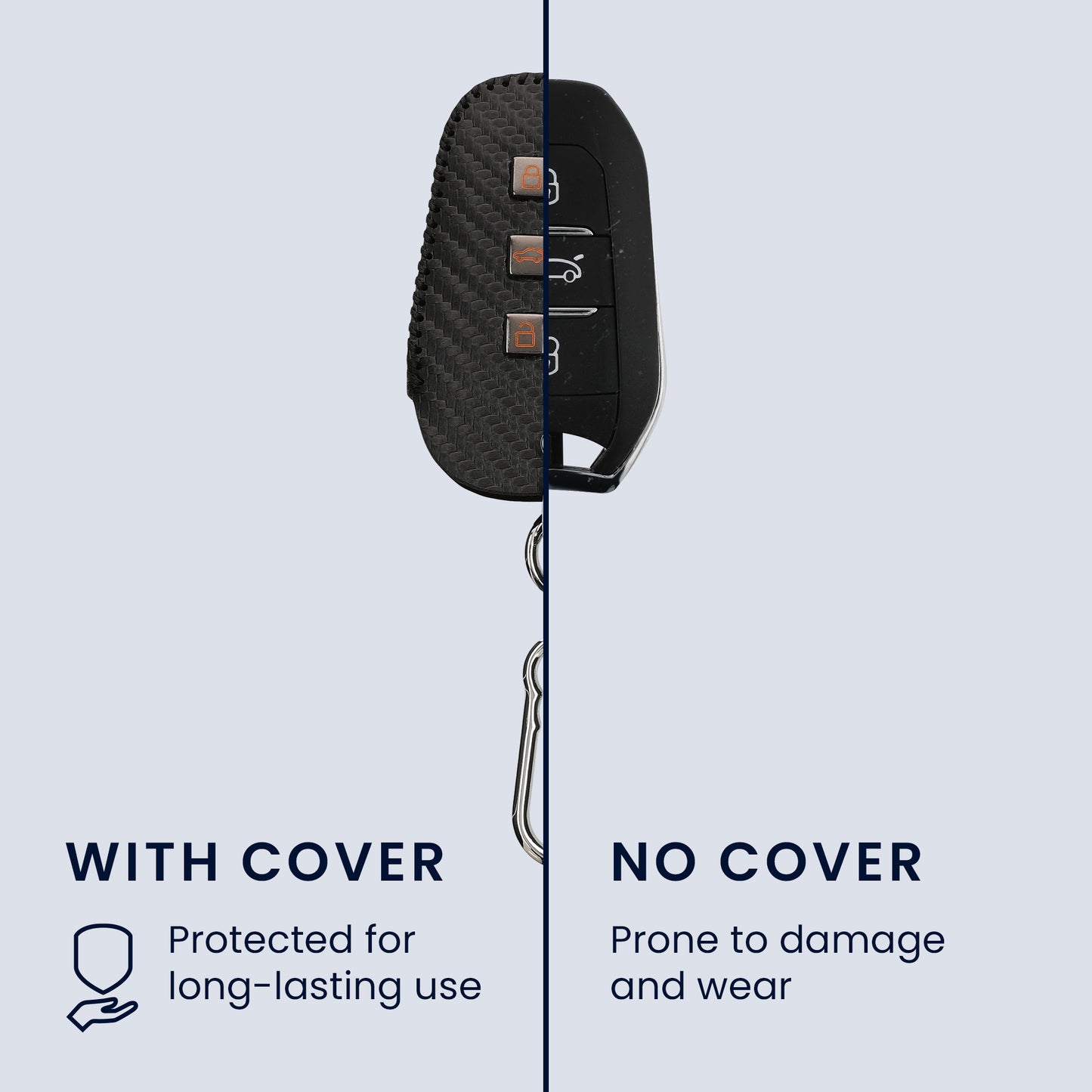 kwmobile Autoschlüssel Hülle kompatibel mit Peugeot Citroen 3-Tasten Smartkey Autoschlüssel Cover Schlüsselhülle mit Schlüsselring
