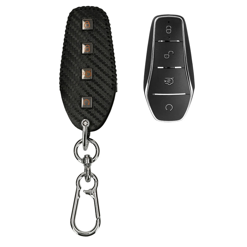 kwmobile Autoschlüssel Kunstleder Hülle kompatibel mit BYD Atto 3 / Sealion / Han / Tang / Dolphin / Seal Cover - Schlüsselhülle mit Schlüsselring - Schwarz  [dsg01]