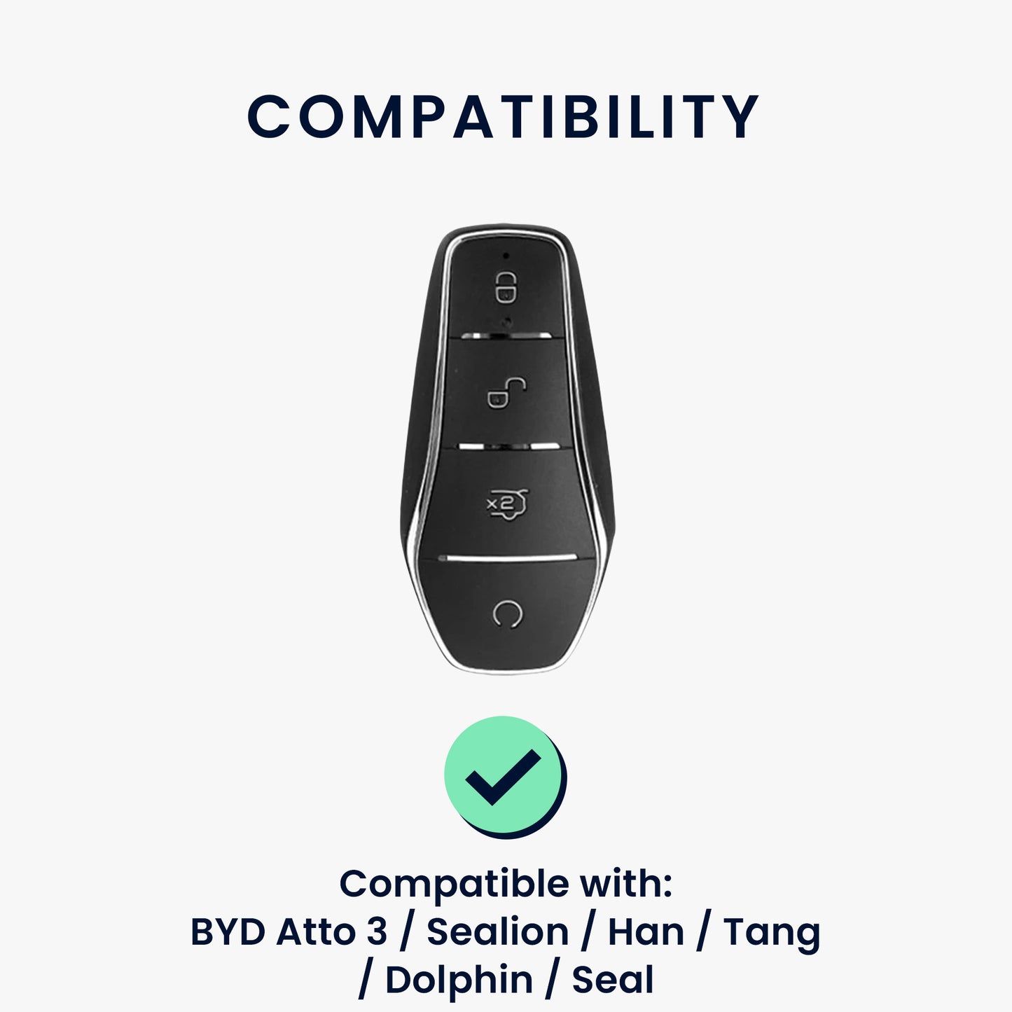 kwmobile Autoschlüssel Hülle kompatibel mit BYD Atto 3 / Sealion / Han / Tang / Dolphin / Seal Cover - Schlüsselhülle mit Schlüsselring