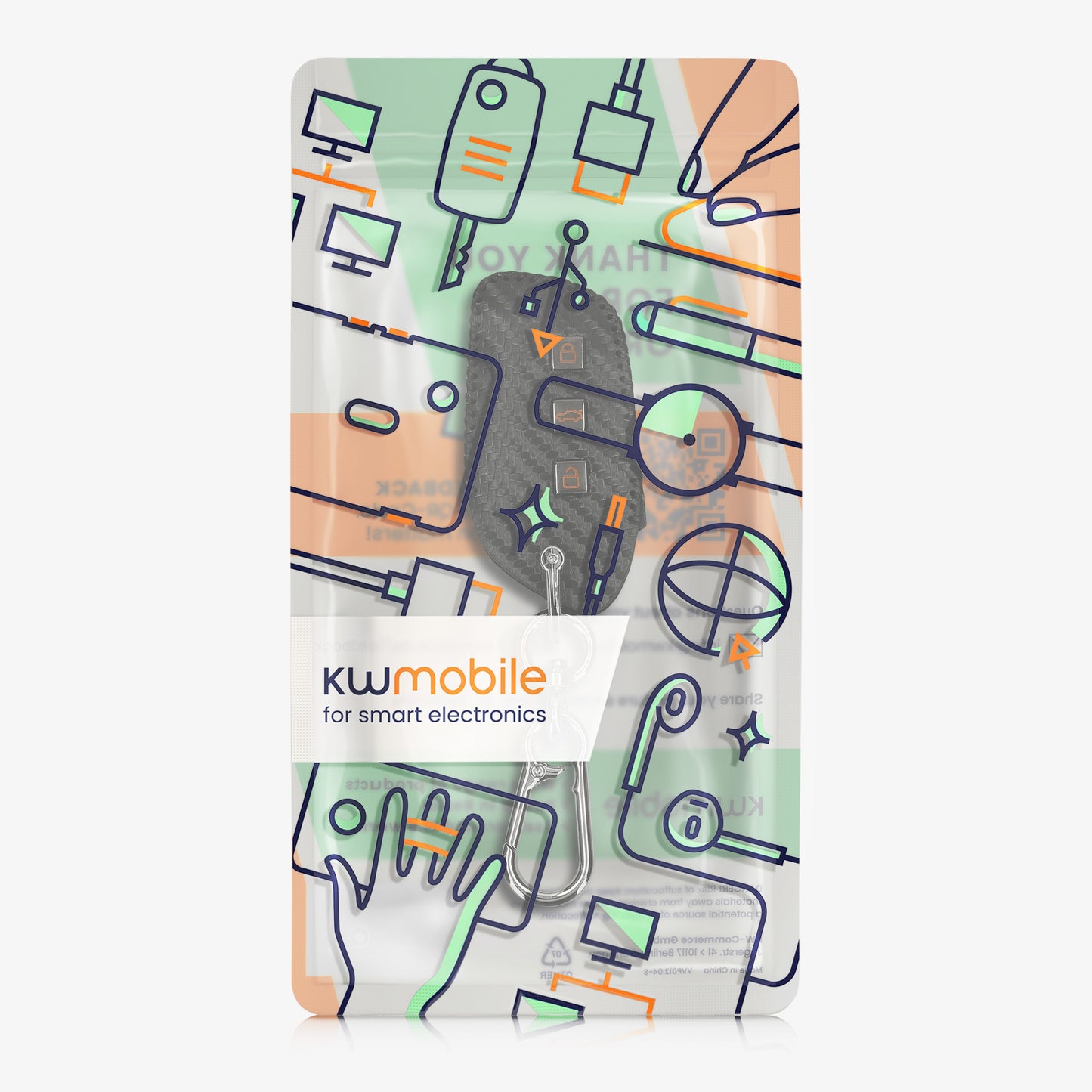 kwmobile Autoschlüssel Hülle kompatibel mit MG 3-Tasten ZS MG4 MG5 MG6 Cover - Schlüsselhülle mit Schlüsselring