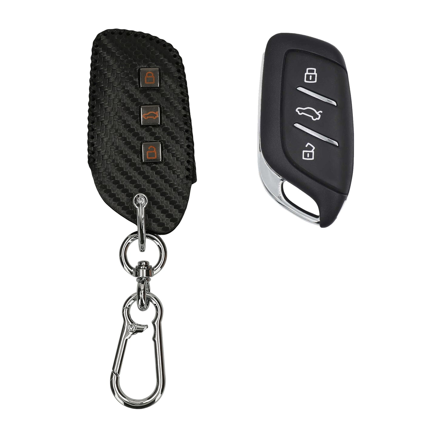 kwmobile Autoschlüssel Kunstleder Hülle kompatibel mit MG 3-Tasten ZS MG4 MG5 MG6 Cover - Schlüsselhülle mit Schlüsselring - Schwarz  [dsg01]