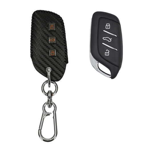 kwmobile Autoschlüssel Kunstleder Hülle kompatibel mit MG 3-Tasten ZS MG4 MG5 MG6 Cover - Schlüsselhülle mit Schlüsselring - Schwarz  [dsg01]