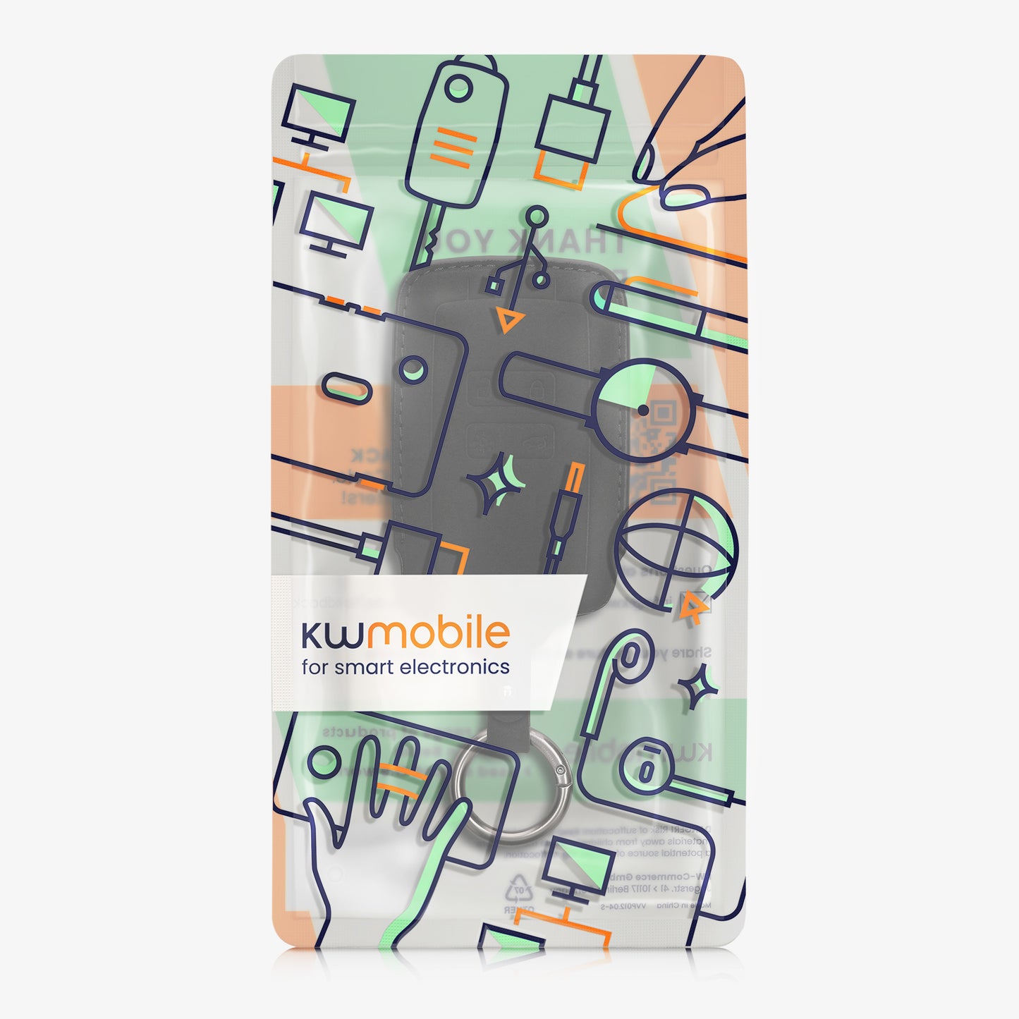 kwmobile Kunstleder Autoschlüssel Cover kompatibel mit Renault 4-Tasten Smartkey Autoschlüssel (nur Keyless Go) Hülle - Schutzhülle mit Schlüsselring