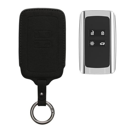 kwmobile Kunstleder Autoschlüssel Cover kompatibel mit Renault 4-Tasten Smartkey Autoschlüssel (nur Keyless Go) Hülle - Schutzhülle mit Matte-Finish und Schlüsselring - Schwarz matt Schwarz matt  