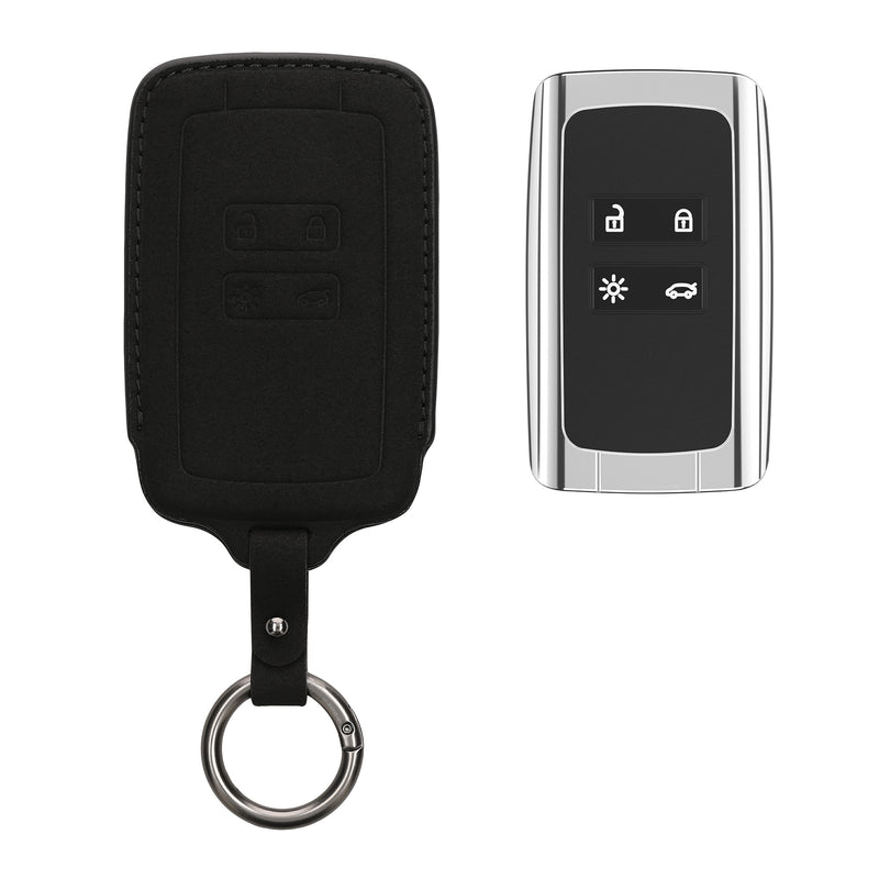 kwmobile Kunstleder Autoschlüssel Cover kompatibel mit Renault 4-Tasten Smartkey Autoschlüssel (nur Keyless Go) Hülle - Schutzhülle mit Matte-Finish und Schlüsselring - Schwarz matt Schwarz matt  