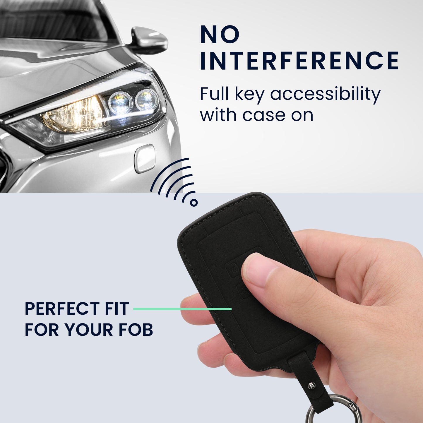 kwmobile Kunstleder Autoschlüssel Cover kompatibel mit Renault 4-Tasten Smartkey Autoschlüssel (nur Keyless Go) Hülle - Schutzhülle mit Schlüsselring