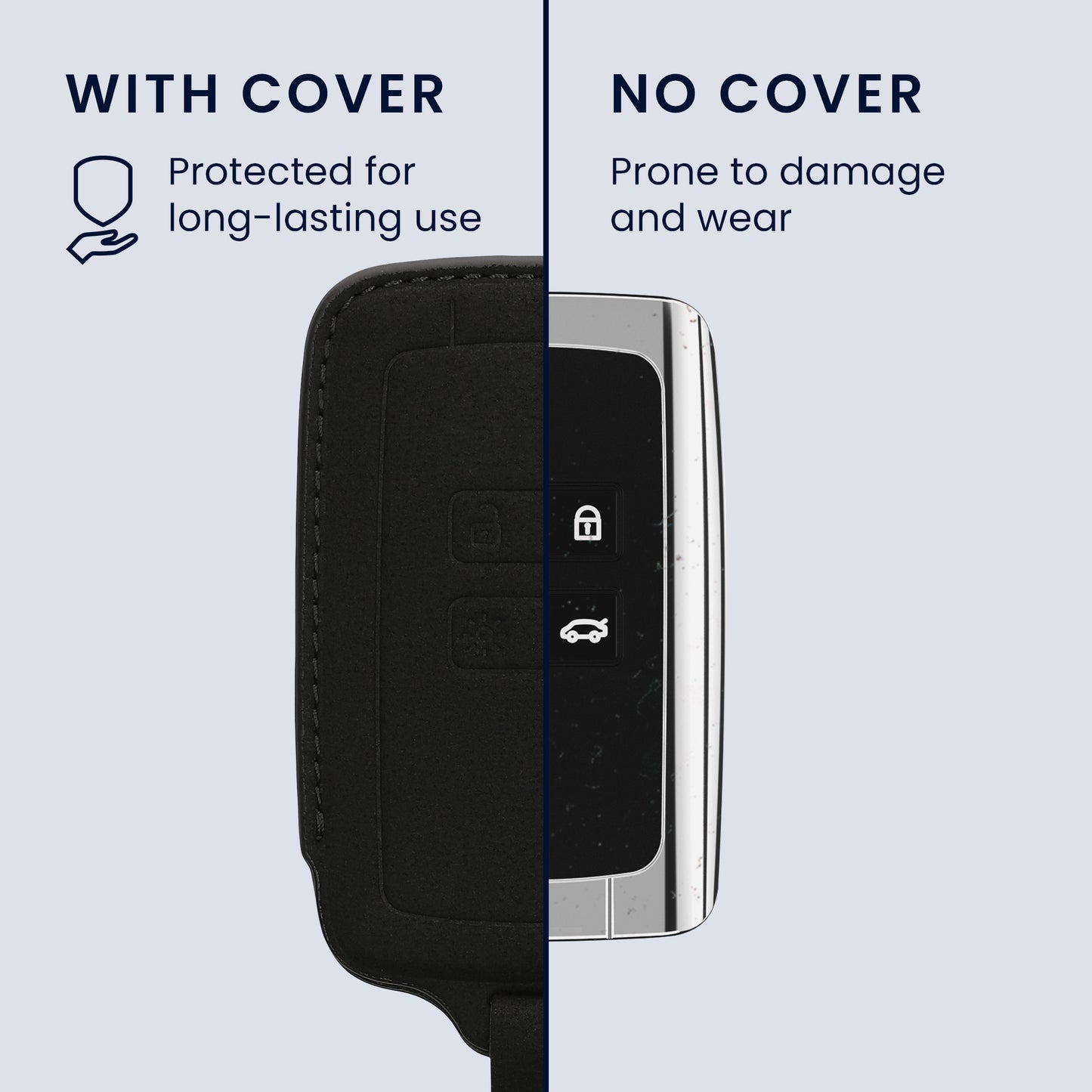kwmobile Kunstleder Autoschlüssel Cover kompatibel mit Renault 4-Tasten Smartkey Autoschlüssel (nur Keyless Go) Hülle - Schutzhülle mit Schlüsselring