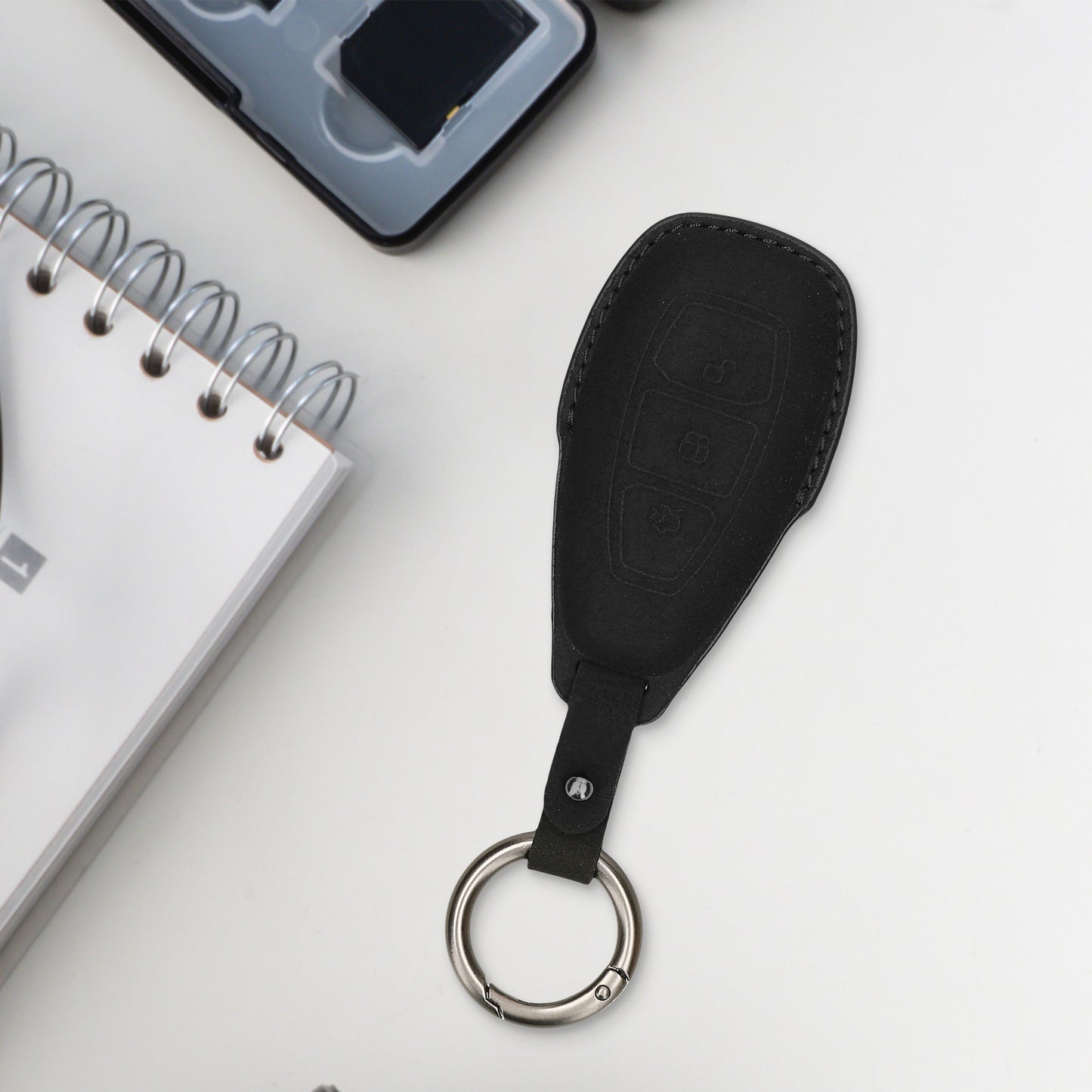 kwmobile Kunstleder Autoschlüssel Cover kompatibel mit Ford 3-Tasten Autoschlüssel Keyless Go Hülle Schutzhülle mit Schlüsselring