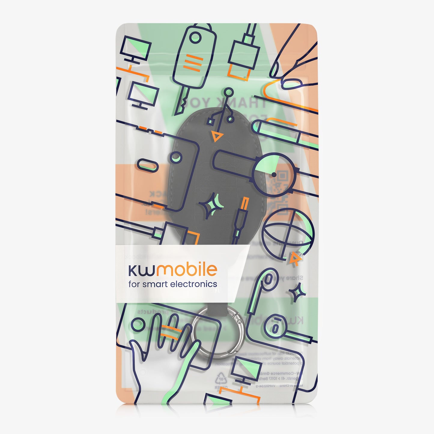 kwmobile Kunstleder Autoschlüssel Cover kompatibel mit Peugeot Citroen 3-Tasten Smartkey Autoschlüssel (nur Keyless Go) Hülle - Schutzhülle mit Schlüsselring