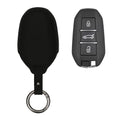 kwmobile Kunstleder Autoschlüssel Cover kompatibel mit Peugeot Citroen 3-Tasten Smartkey Autoschlüssel (nur Keyless Go) Hülle - Schutzhülle mit Matte-Finish und Schlüsselring - Schwarz matt Schwarz matt  