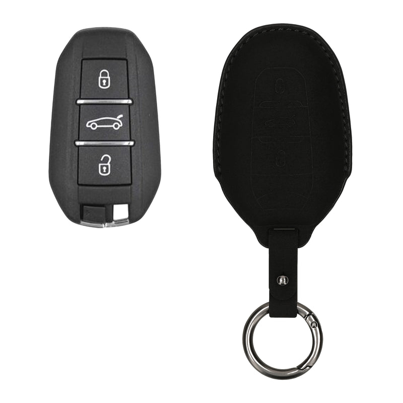 kwmobile Kunstleder Autoschlüssel Cover kompatibel mit Peugeot Citroen 3-Tasten Smartkey Autoschlüssel (nur Keyless Go) Hülle - Schutzhülle mit Schlüsselring