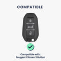 kwmobile Kunstleder Autoschlüssel Cover kompatibel mit Peugeot Citroen 3-Tasten Smartkey Autoschlüssel (nur Keyless Go) Hülle - Schutzhülle mit Schlüsselring