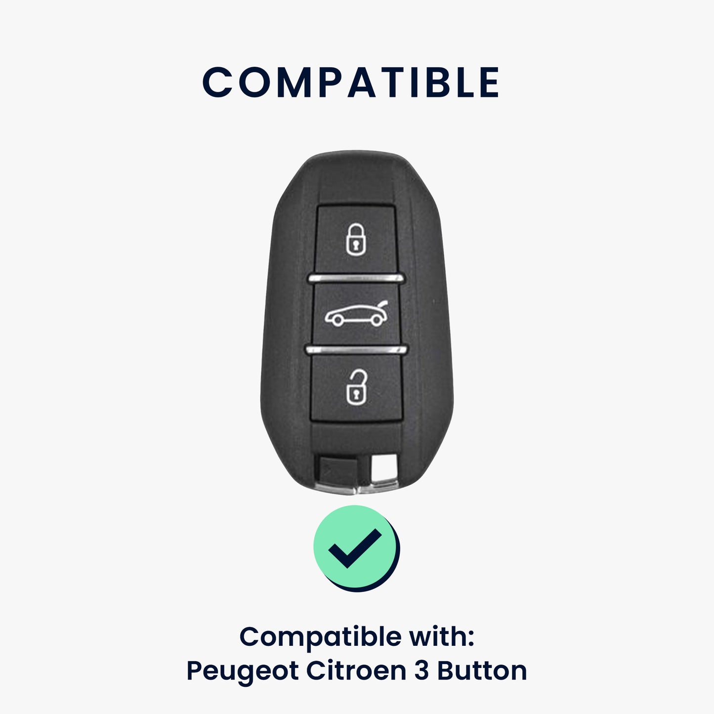 kwmobile Kunstleder Autoschlüssel Cover kompatibel mit Peugeot Citroen 3-Tasten Smartkey Autoschlüssel (nur Keyless Go) Hülle - Schutzhülle mit Schlüsselring