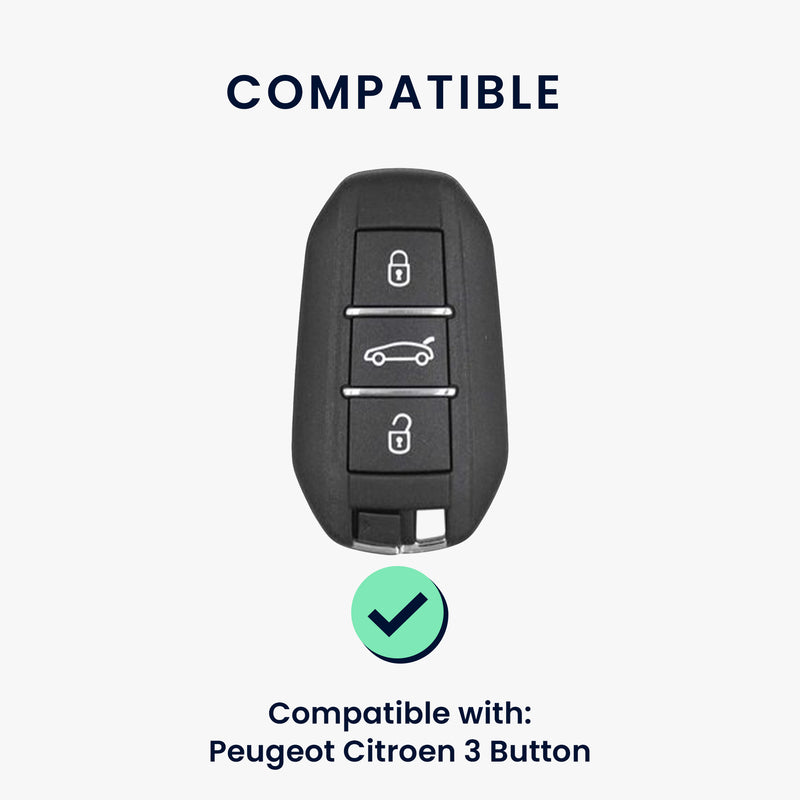 kwmobile Kunstleder Autoschlüssel Cover kompatibel mit Peugeot Citroen 3-Tasten Smartkey Autoschlüssel (nur Keyless Go) Hülle - Schutzhülle mit Schlüsselring