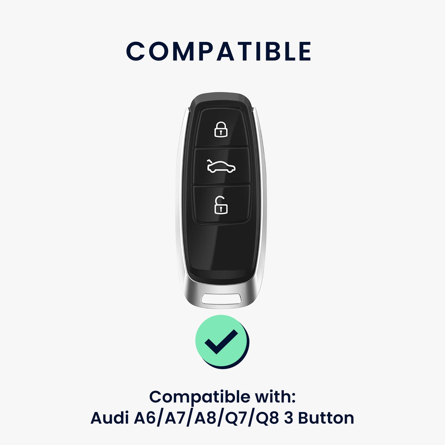 kwmobile Kunstleder Autoschlüssel Cover kompatibel mit Audi A6 A7 A8 Q7 Q8 3-Tasten Autoschlüssel Keyless Hülle Schutzhülle mit Matte-Finish und Schlüsselring