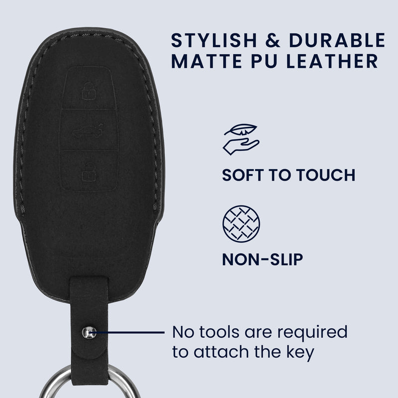 kwmobile Kunstleder Autoschlüssel Cover kompatibel mit Audi A6 A7 A8 Q7 Q8 3-Tasten Autoschlüssel Keyless Hülle Schutzhülle mit Matte-Finish und Schlüsselring