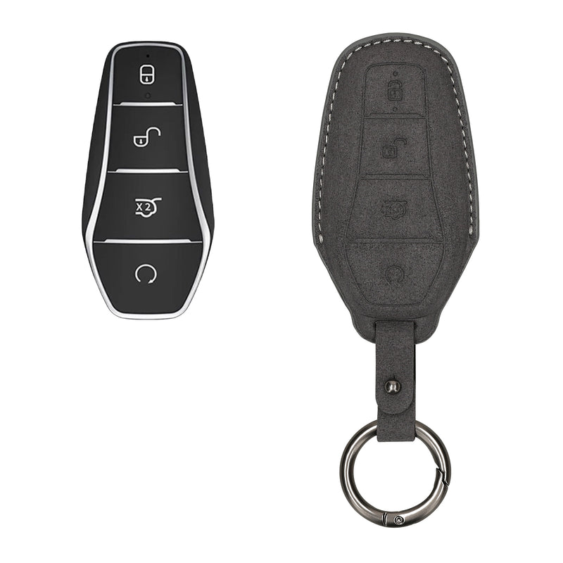kwmobile Kunstleder Autoschlüssel Cover kompatibel mit BYD Atto 3 / Sealion / Han / Tang / Dolphin / Seal Hülle - Schutzhülle mit Matte-Finish und Schlüsselring