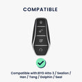 kwmobile Kunstleder Autoschlüssel Cover kompatibel mit BYD Atto 3 / Sealion / Han / Tang / Dolphin / Seal Hülle - Schutzhülle mit Matte-Finish und Schlüsselring