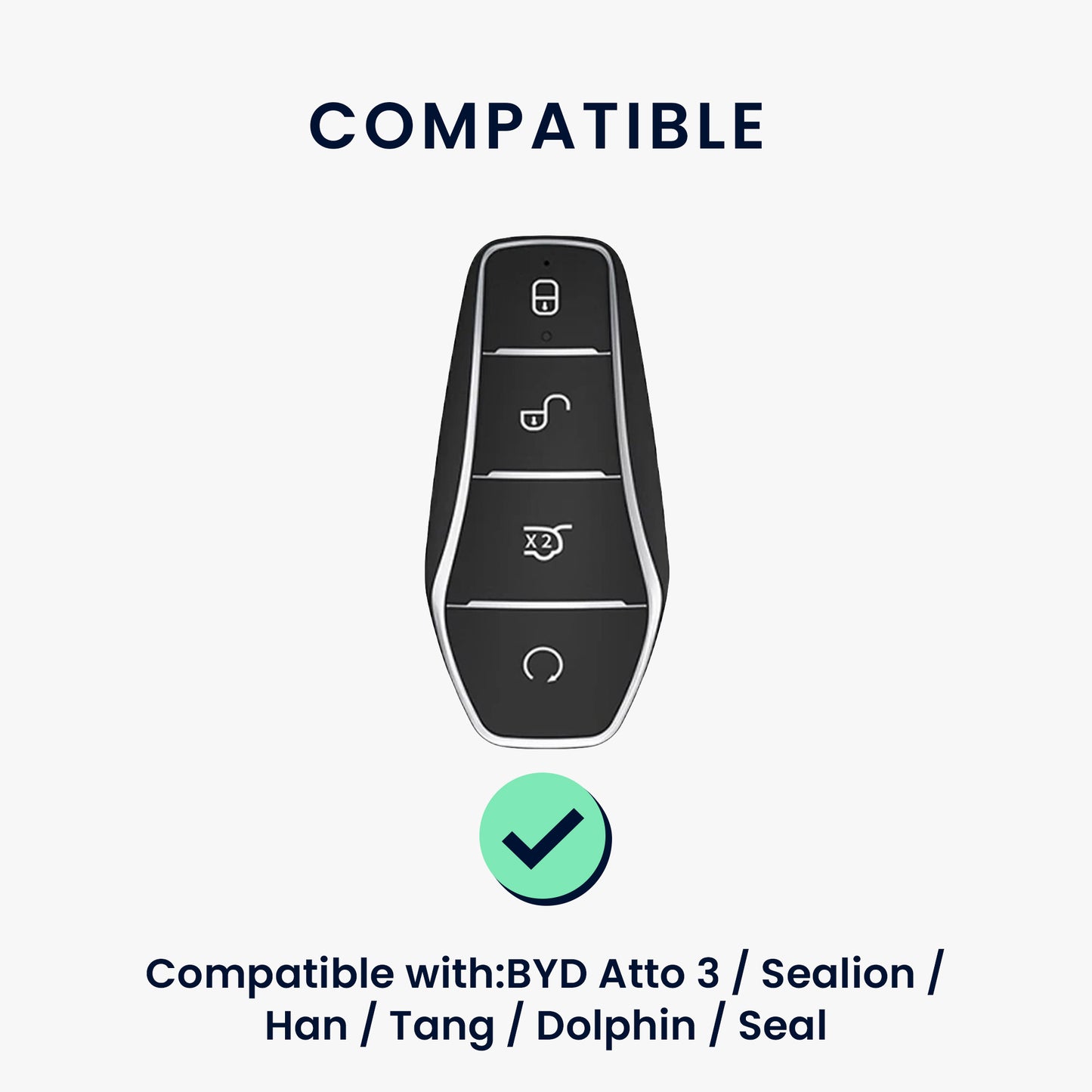 kwmobile Kunstleder Autoschlüssel Cover kompatibel mit BYD Atto 3 / Sealion / Han / Tang / Dolphin / Seal Hülle - Schutzhülle mit Matte-Finish und Schlüsselring