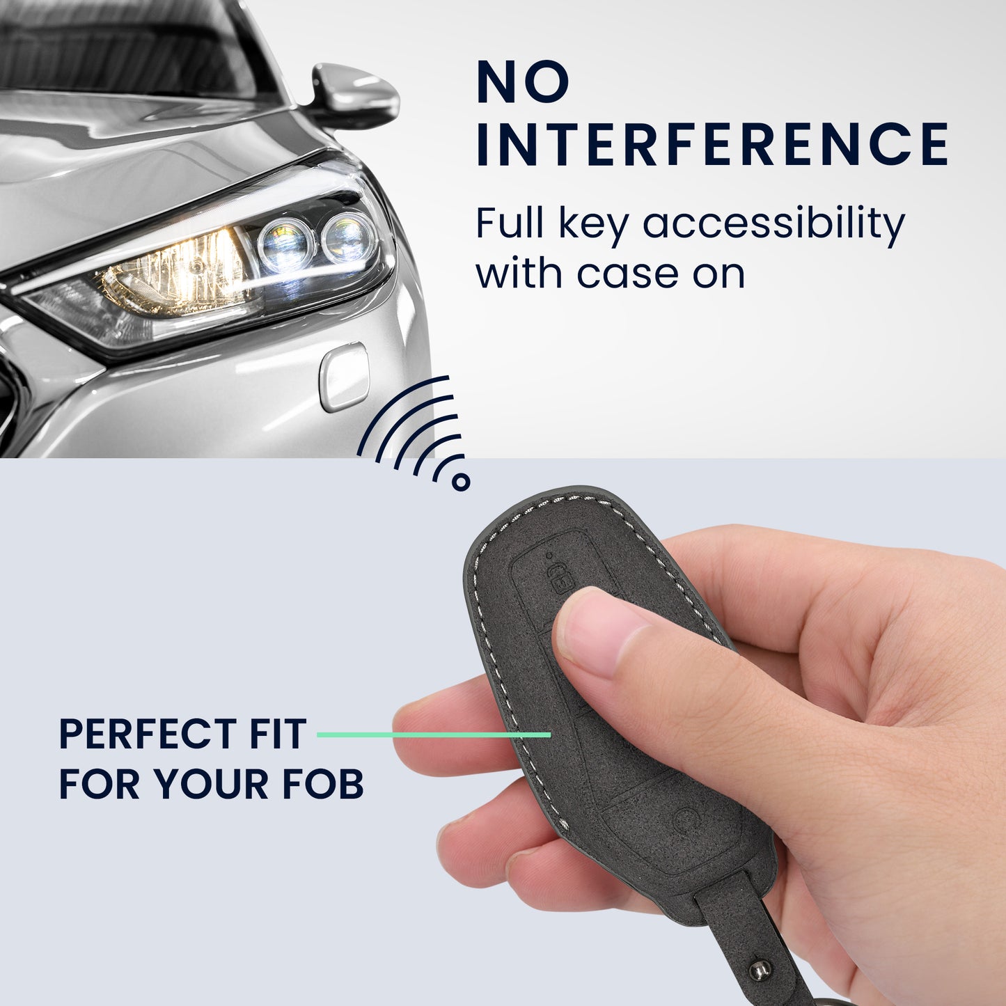kwmobile Kunstleder Autoschlüssel Cover kompatibel mit BYD Atto 3 / Sealion / Han / Tang / Dolphin / Seal Hülle - Schutzhülle mit Matte-Finish und Schlüsselring
