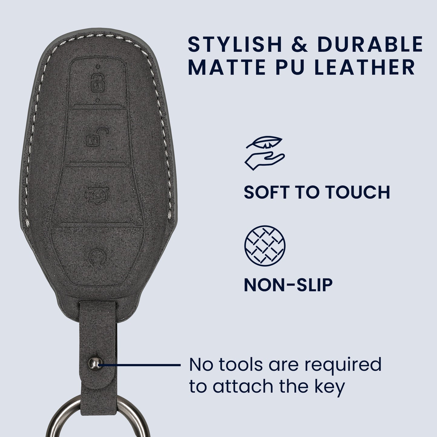 kwmobile Kunstleder Autoschlüssel Cover kompatibel mit BYD Atto 3 / Sealion / Han / Tang / Dolphin / Seal Hülle - Schutzhülle mit Matte-Finish und Schlüsselring