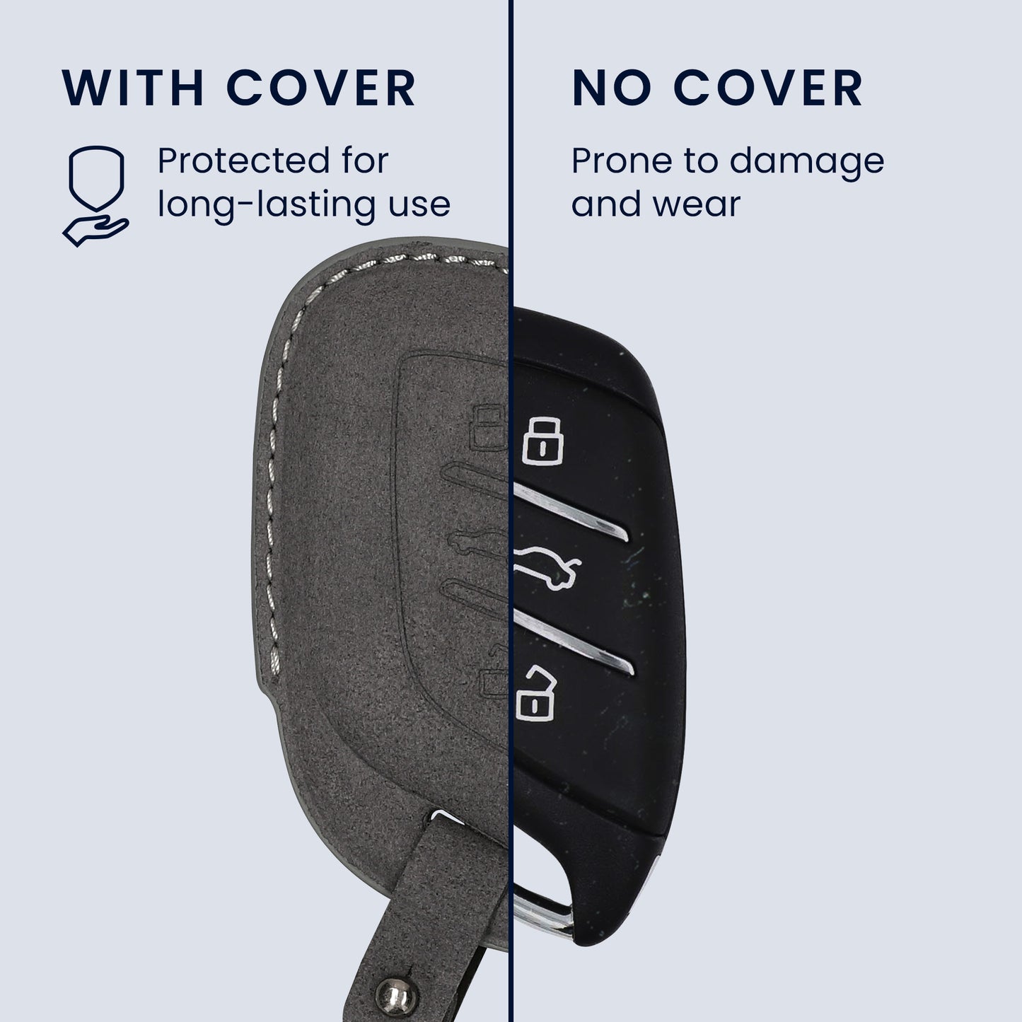 kwmobile Kunstleder Autoschlüssel Cover kompatibel mit MG 3-Tasten ZS MG4 MG5 MG6 Hülle - Schutzhülle mit Matte-Finish und Schlüsselring