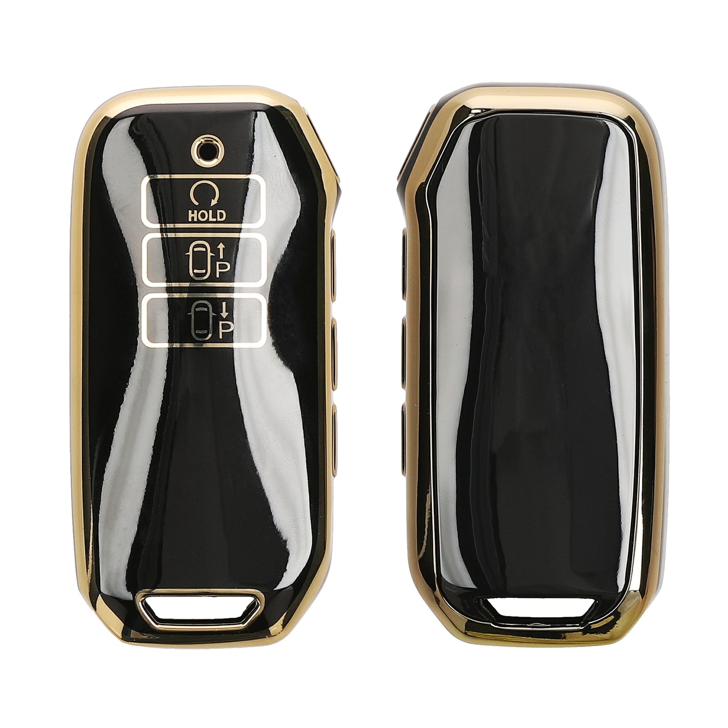 kwmobile Autoschlüssel Hülle kompatibel mit Kia 7-Tasten EV6 GT K5 K7 K8 Sportage GT-Line Sorento 4 MQ4 Autoschlüssel - Schlüsselhülle Silikon Cover - Schwarz Gold Schwarz  [dsg01]