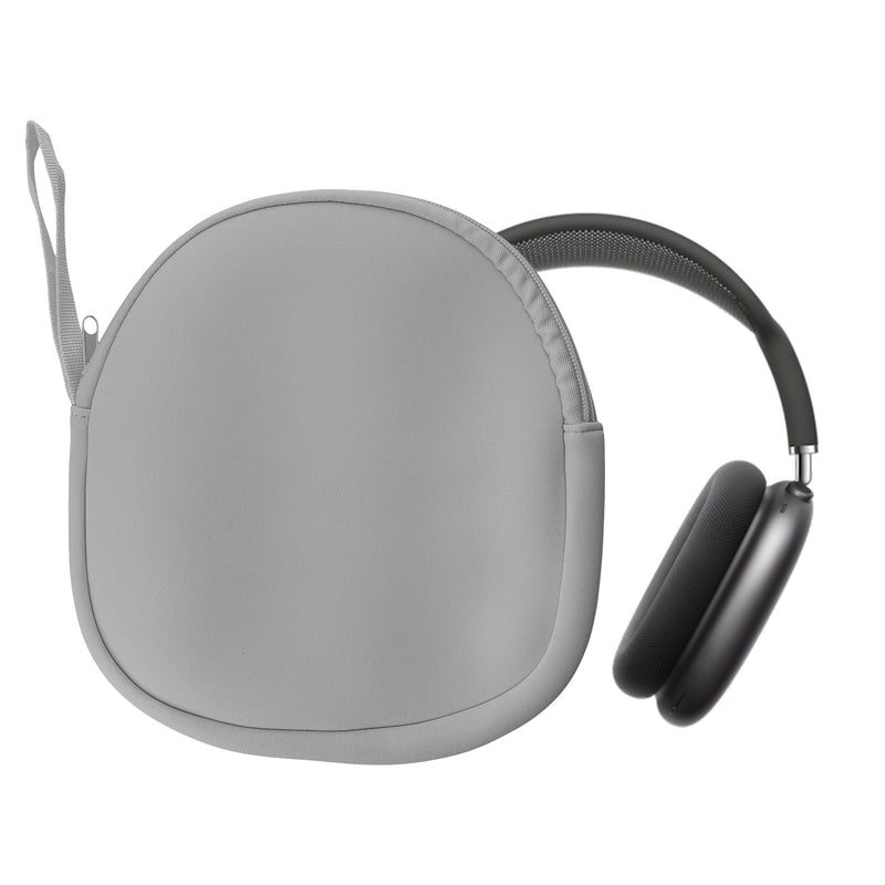 kwmobile Neopren Kopfhörer Tasche kompatibel mit Apple AirPods Max Hülle - Headset Case mit Handschlaufe und Innentasche - Hellgrau Hellgrau  