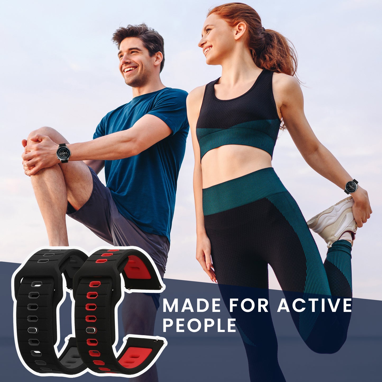 kwmobile Uhrenarmband für 22mm Amazfit Bip 6 / Bip 5 Unity / Bip 5 / GTS 3 / Balance 2 / Helio Strap Armband Fitnesstracker Band Set Ersatzarmband Smartwatch
