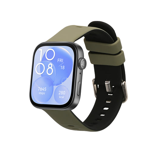 kwmobile Silikon Uhrenarmband für Huawei Watch Fit 3 / Fit 4 Armband - Ersatzarmband für Fitnesstracker - Wechselarmband Smartwatch - Dunkelgrün Schwarz Dunkelgrün  [dsg02]