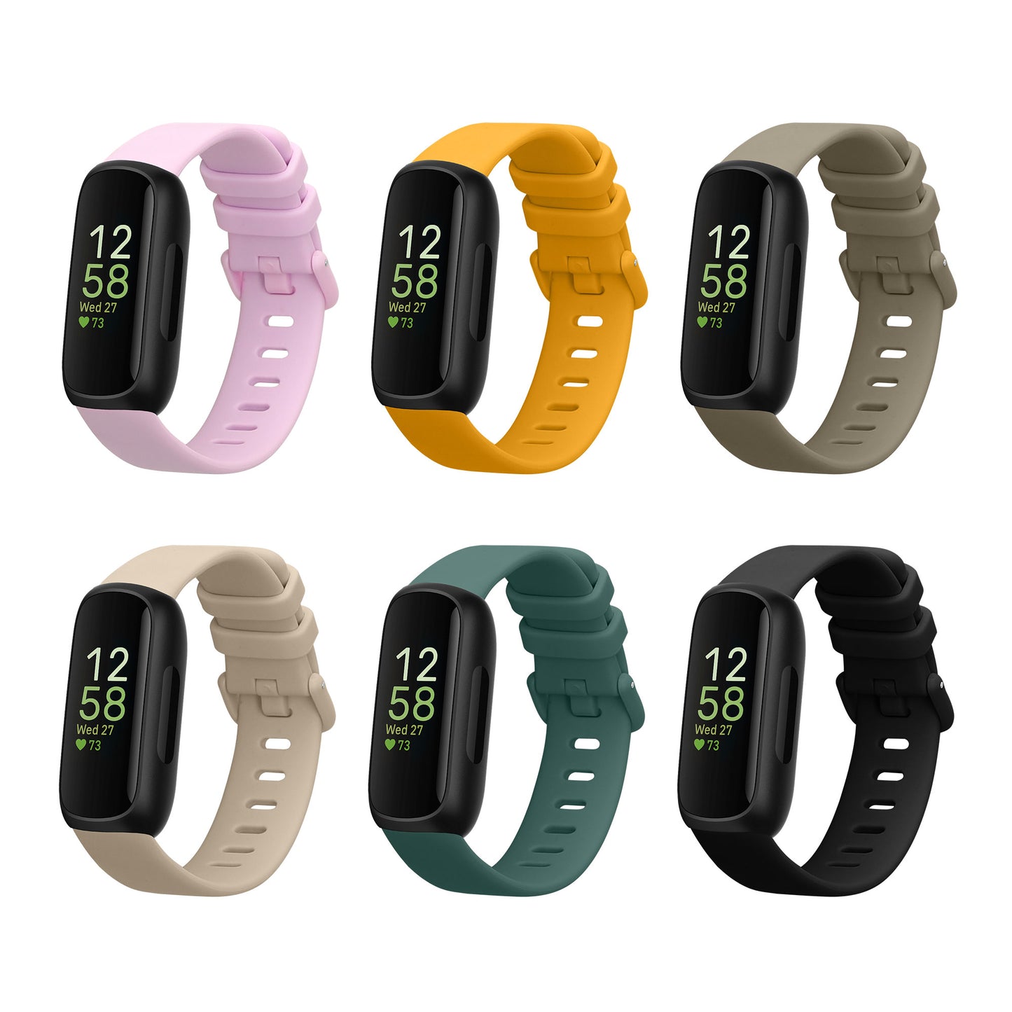 kwmobile 6x Sportarmband kompatibel mit Fitbit Inspire 3 / Inspire 2 / Ace 3 Armband - Großes Set Smartwatch Armband in verschiedenen Farben Mehrfarbig  