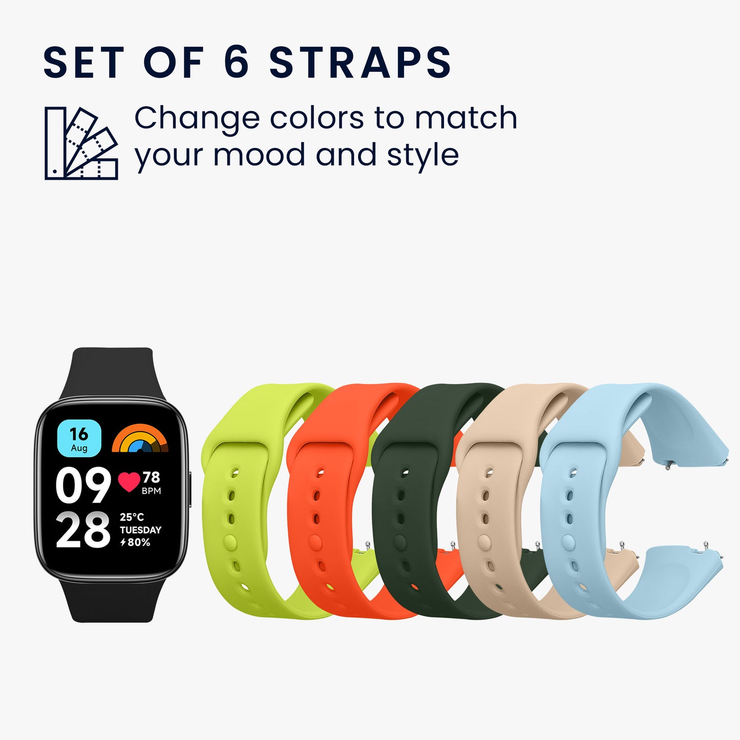 kwmobile Sportarmband kompatibel mit Xiaomi Redmi Watch 3 Active Armband Set Smartwatch Armband