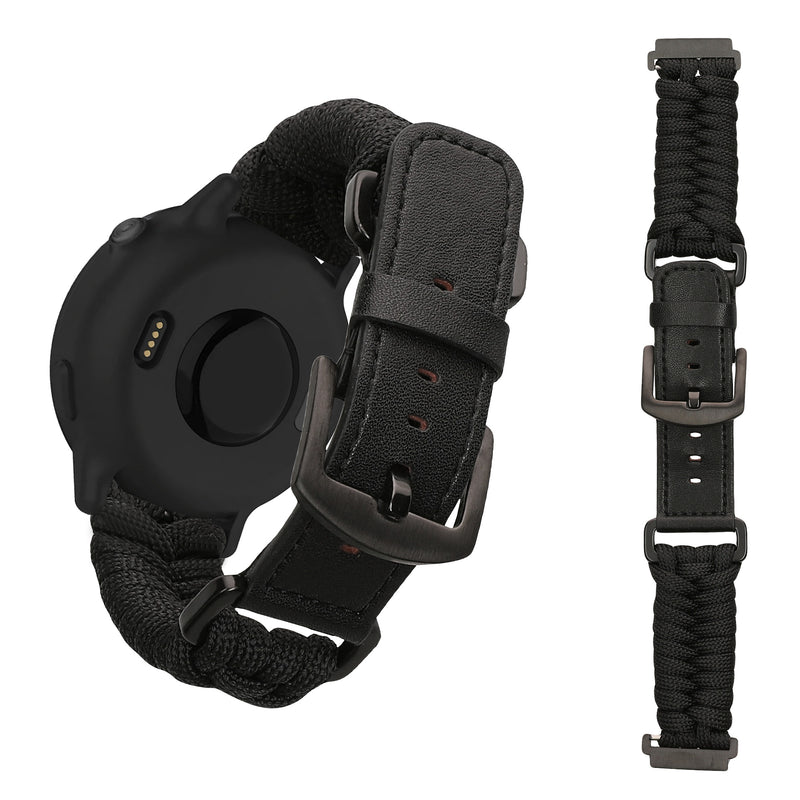 kwmobile Ersatzarmband geflochten kompatibel mit Garmin Vivoactive 6 / Vivoactive 5 / Venu Sq / Amazfit GTS / Bip 3 Armband Fitnesstracker Sportarmband aus PU Leder mit Uhrenverschluss