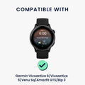 kwmobile Ersatzarmband geflochten kompatibel mit Garmin Vivoactive 6 / Vivoactive 5 / Venu Sq / Amazfit GTS / Bip 3 Armband Fitnesstracker Sportarmband aus PU Leder mit Uhrenverschluss