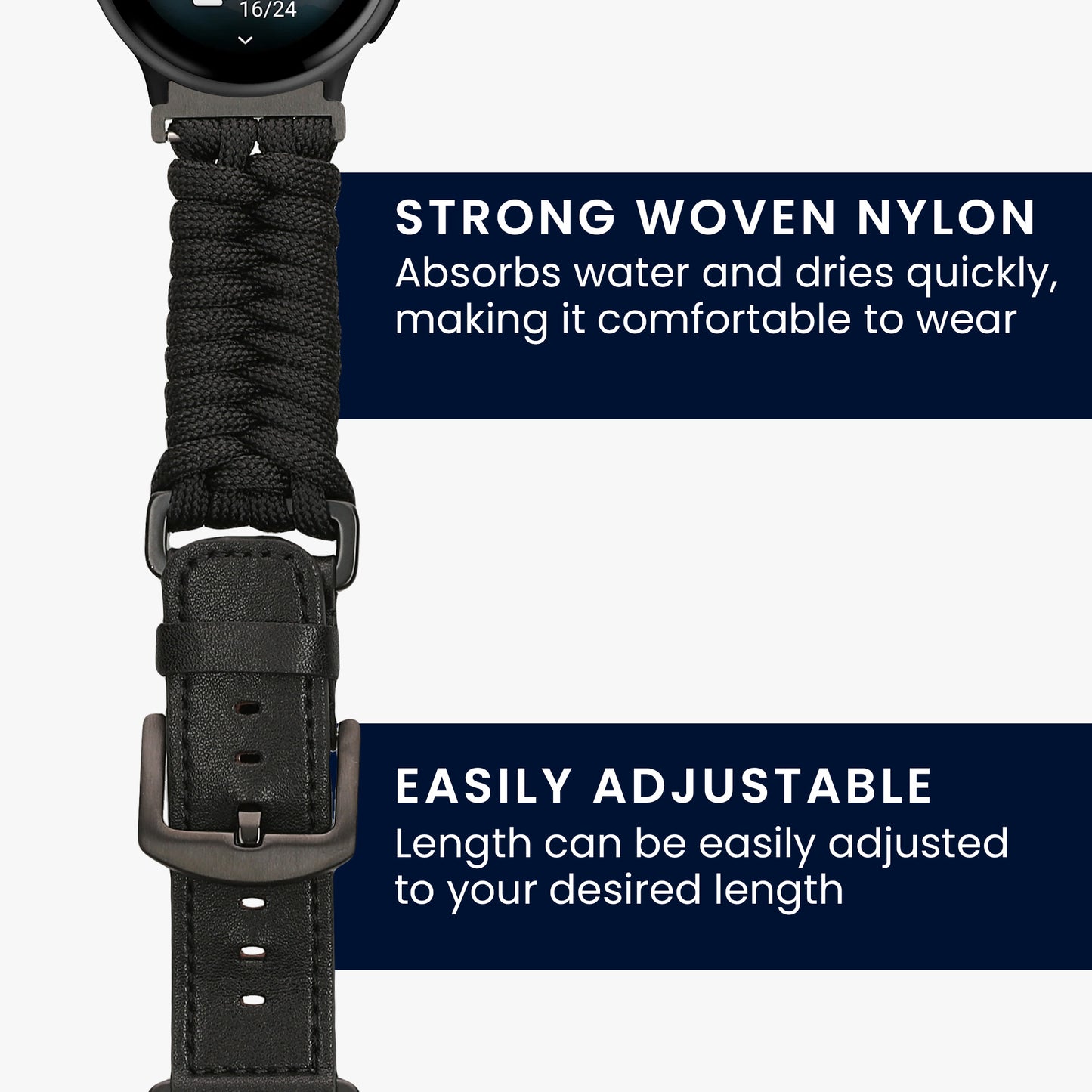 kwmobile Ersatzarmband geflochten kompatibel mit Garmin Vivoactive 6 / Vivoactive 5 / Venu Sq / Amazfit GTS / Bip 3 Armband Fitnesstracker Sportarmband aus PU Leder mit Uhrenverschluss