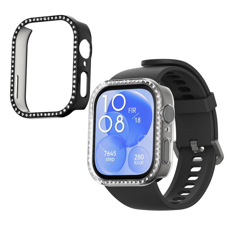 kwmobile Kunststoff Hülle kompatibel mit Huawei Watch Fit 3 Schutzhülle Schutzrahmen Glitzer Schutz Zubehör