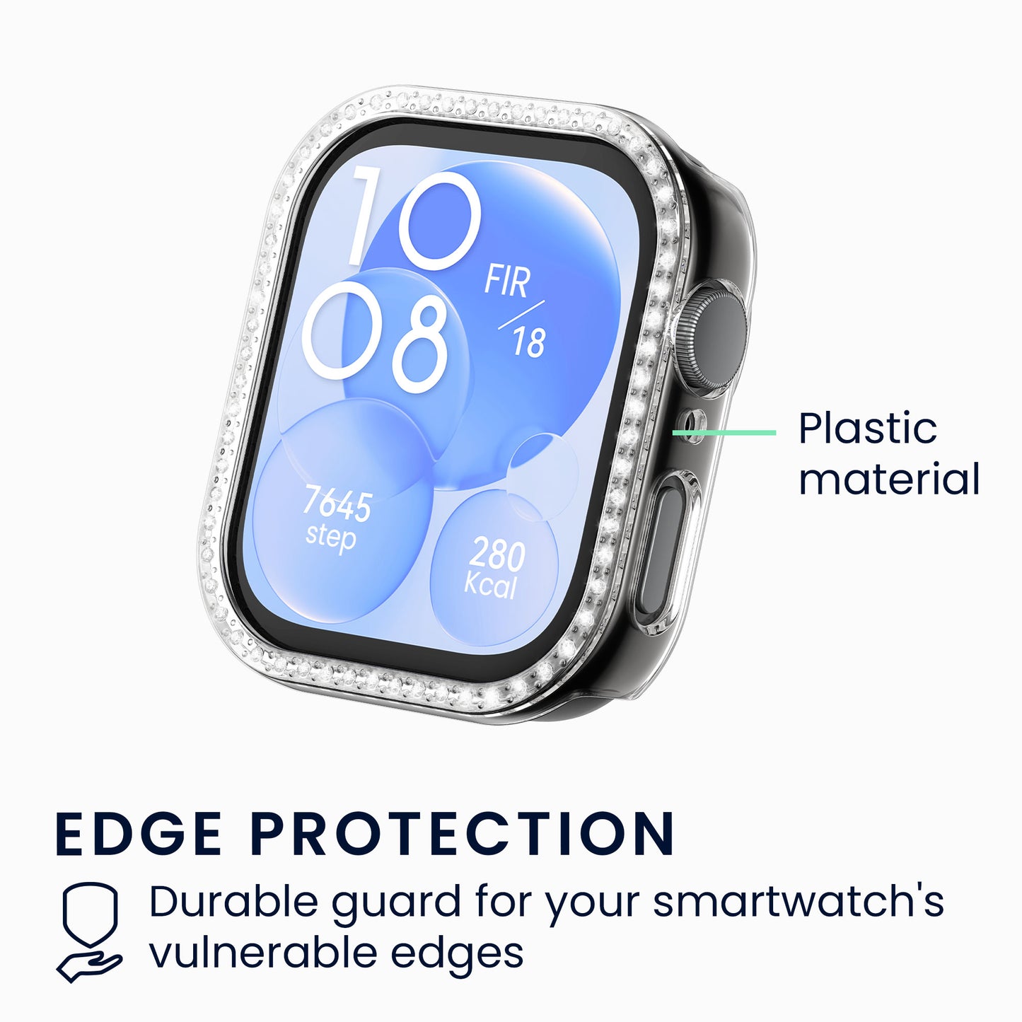 kwmobile Kunststoff Hülle kompatibel mit Huawei Watch Fit 3 Schutzhülle Schutzrahmen Glitzer Schutz Zubehör