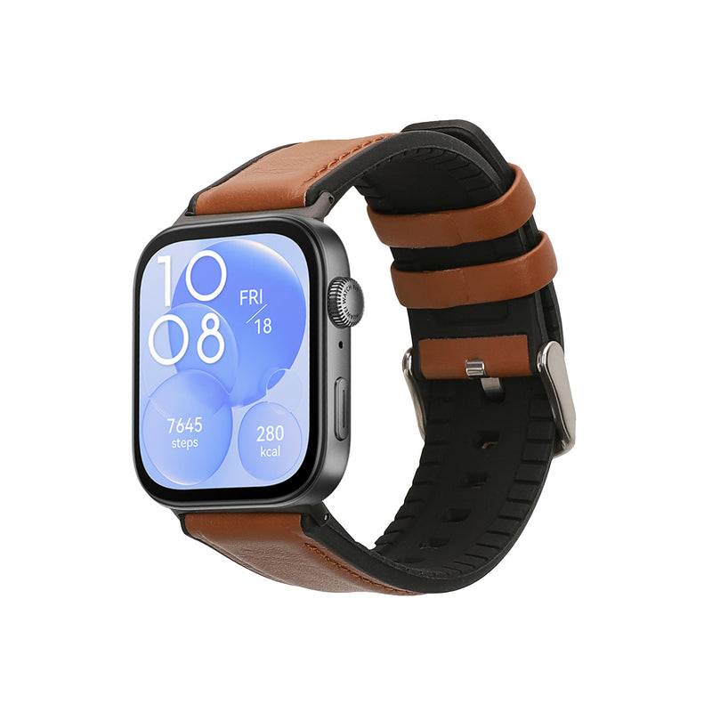 kwmobile Leder Uhrenarmband für Huawei Watch Fit 3 / Fit 4 Armband - Ersatzarmband für Fitnesstracker mit Uhrenverschluss - Wechselarmband Smartwatch - Braun Schwarz Braun  [dsg01]