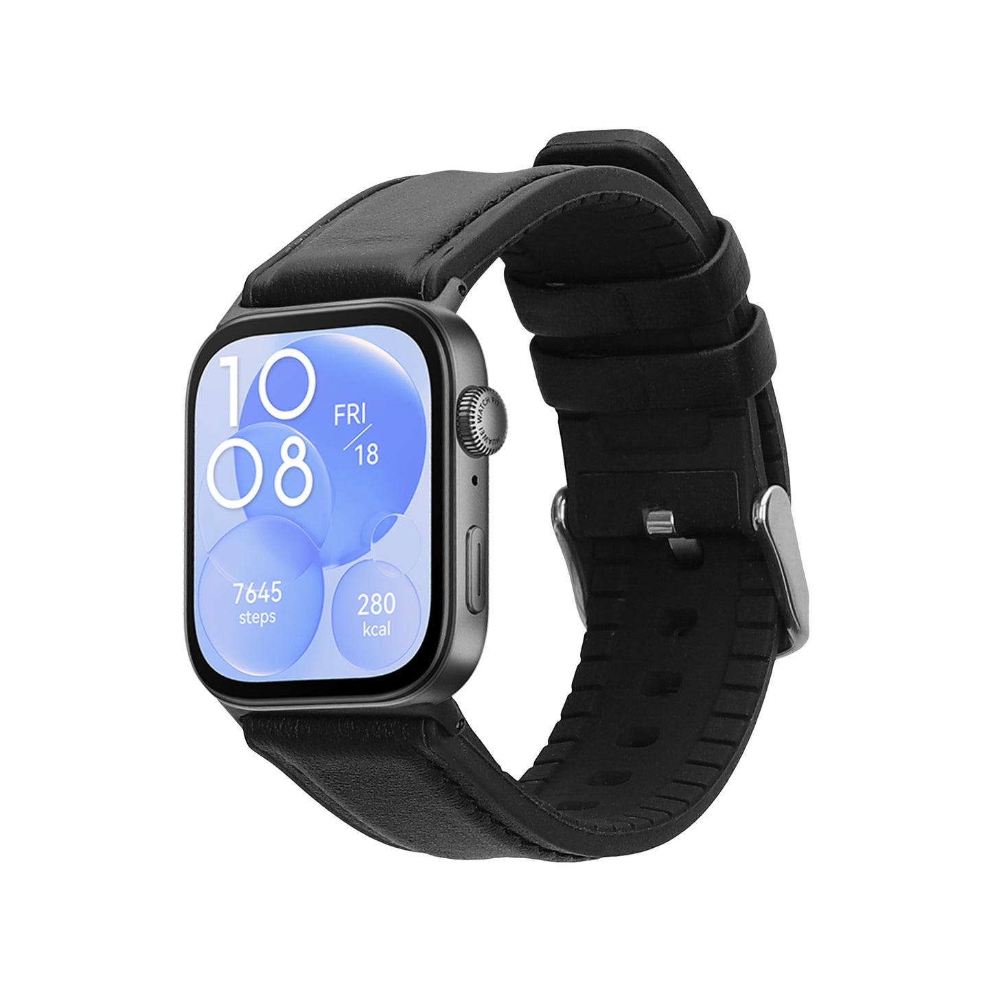 kwmobile Leder Uhrenarmband für Huawei Watch Fit 3 / Fit 4 Armband - Ersatzarmband für Fitnesstracker mit Uhrenverschluss - Wechselarmband Smartwatch - Schwarz Schwarz  [dsg02]