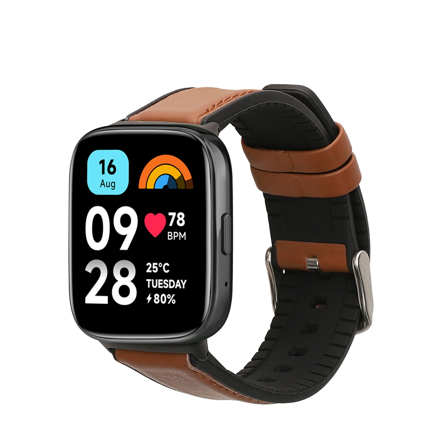 kwmobile Leder Uhrenarmband für Xiaomi Redmi Watch 3 Active / Redmi Watch 3 Lite Armband - Ersatzarmband für Fitnesstracker mit Uhrenverschluss - Wechselarmband Smartwatch - Braun Schwarz Braun  [dsg01]
