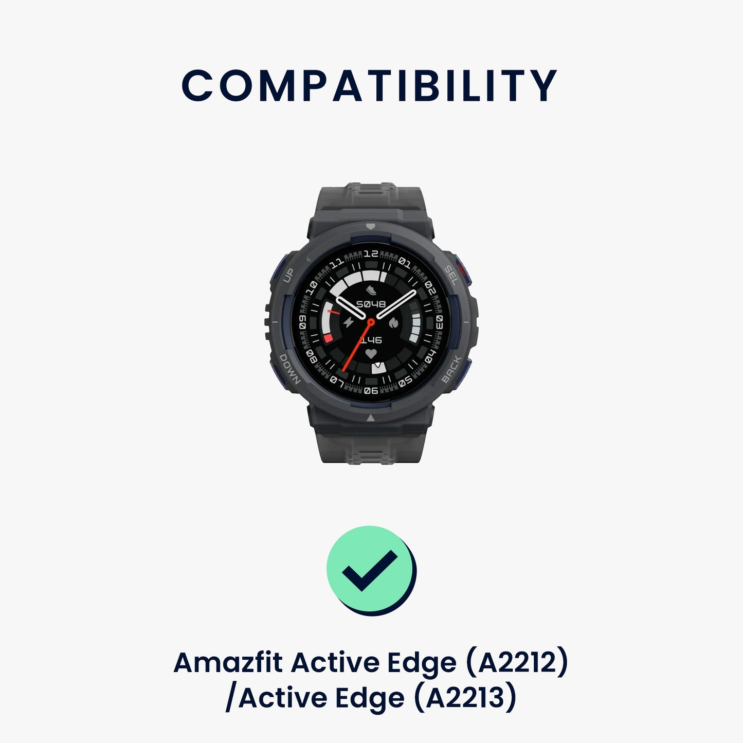 kwmobile Ersatzarmband kompatibel mit Amazfit Active Edge (A2212) / Active Edge (A2213) Armband - Fitnesstracker Sportarmband mit Uhrenverschluss