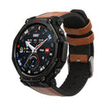 kwmobile Leder Uhrenarmband für Amazfit T-Rex 3 Armband - Ersatzarmband für Fitnesstracker mit Uhrenverschluss - Wechselarmband Smartwatch - Braun Schwarz Braun  [dsg01]