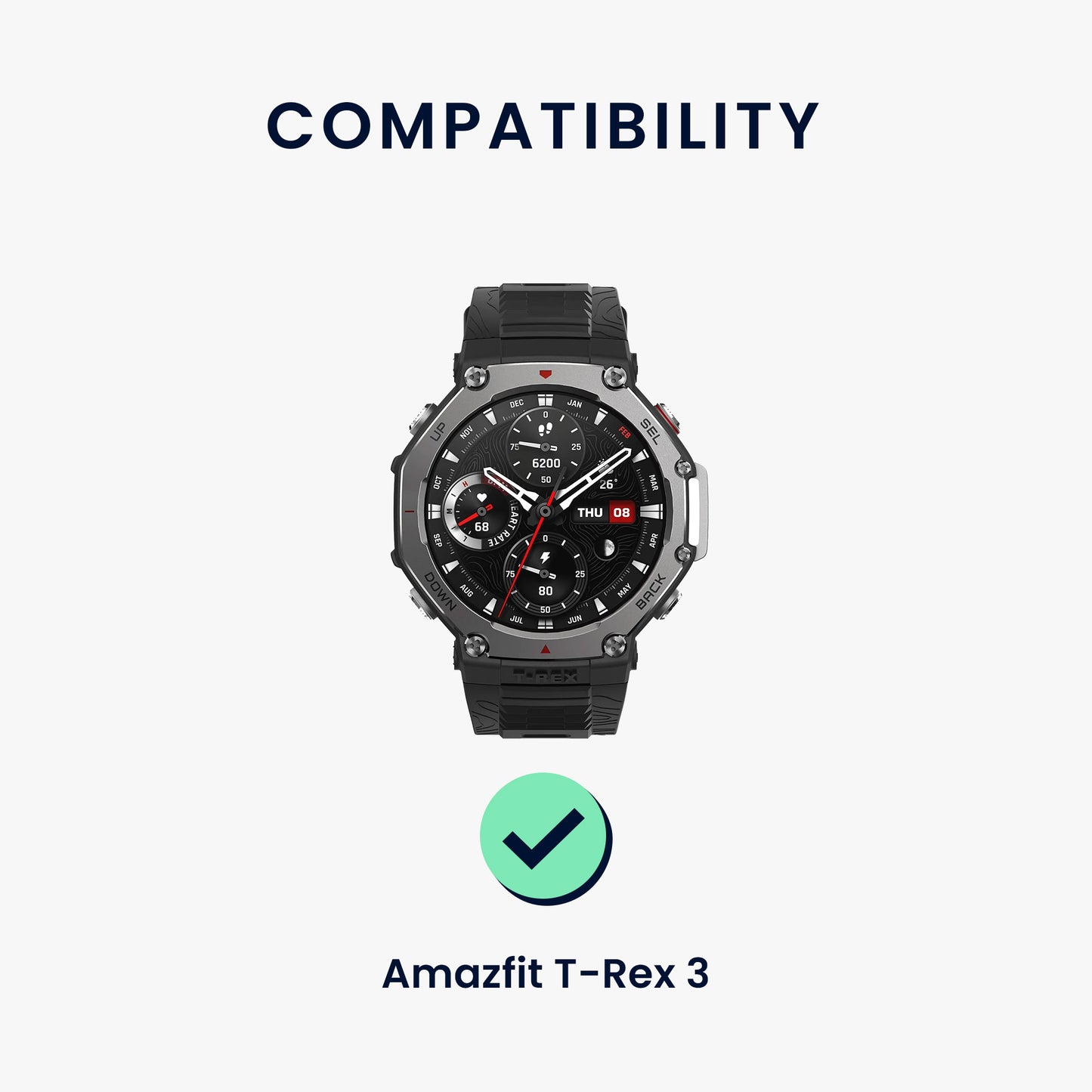 kwmobile Uhrenarmband für Amazfit T-Rex 3 - Ersatzarmband für Fitnesstracker mit Uhrenverschluss - Wechselarmband Smartwatch