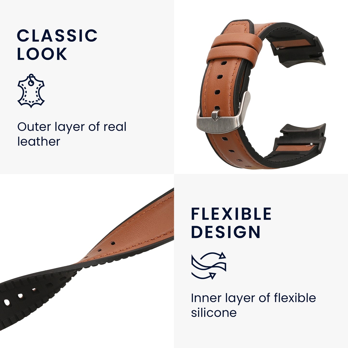 kwmobile Uhrenarmband für OnePlus Watch 3 / 2 / 2R / Oppo Watch X2 Armband Ersatzarmband für Fitnesstracker mit Uhrenverschluss Wechselarmband Smartwatch